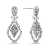 10K White Gold~Brown and White Diamond