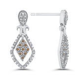 10K White Gold~Brown and White Diamond