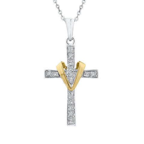 KATARINA Diamond Cross Pendant Necklace (1/10 cttw)