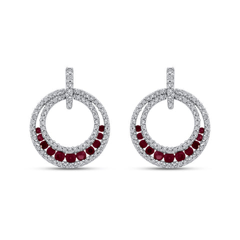 KATARINA Diamond and Ruby Dangle Earrings (1 cttw JK, I1-I2)