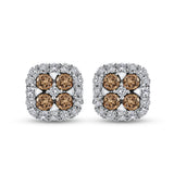 14K White Gold~Brown and White Diamond