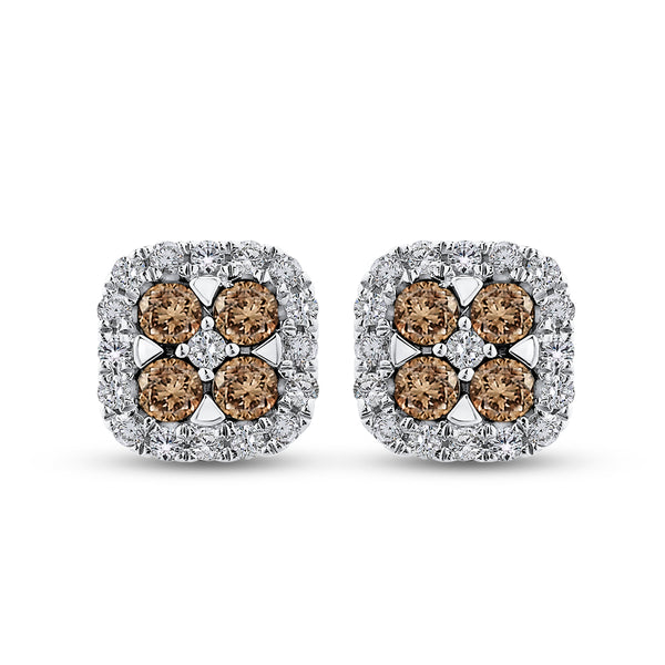 14K White Gold~Brown and White Diamond