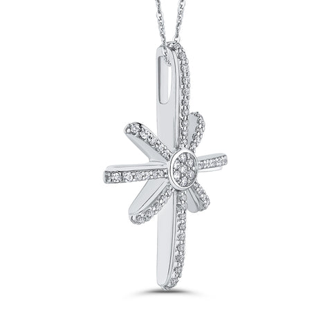 KATARINA 1/4 cttw Diamond Cross Pendant Necklace