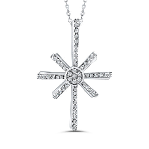 KATARINA 1/4 cttw Diamond Cross Pendant Necklace