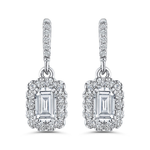 KATARINA Round and Emerald Cut Diamond Fashion Earrings (3/4 cttw, GH, I1/I2)