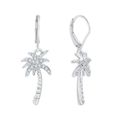 KATARINA Diamond Palm Tree Dangle Earrings (1/8 cttw)
