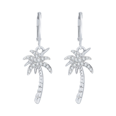 KATARINA Diamond Palm Tree Dangle Earrings (1/8 cttw)