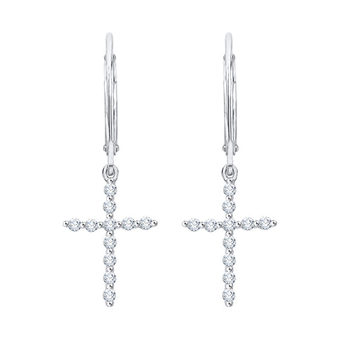 KATARINA Diamond Cross Dangle Earrings (1/4 cttw)