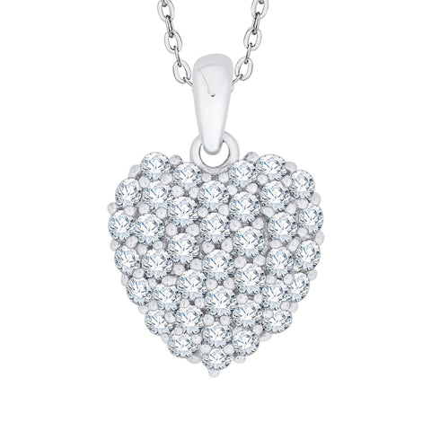 KATARINA Diamond Cluster Heart Pendant Necklace (1 cttw)