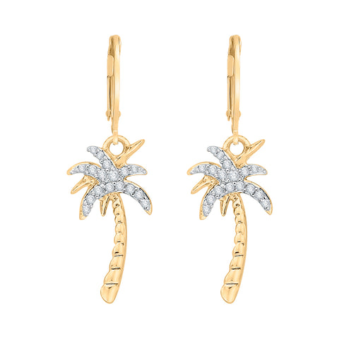 KATARINA Diamond Palm Tree Dangle Earrings (1/8 cttw)
