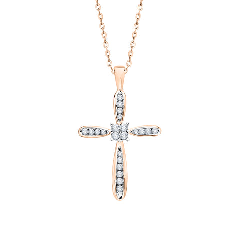 KATARINA Diamond Cross Pendant Necklace (1/4 cttw)
