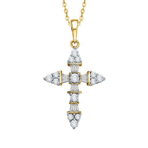 KATARINA Diamond Cross Pendant Necklace (3/4 cttw)