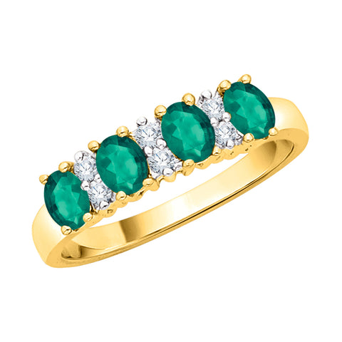 KATARINA Emerald and Diamond Anniversary Wedding Band (1 1/10 cttw)
