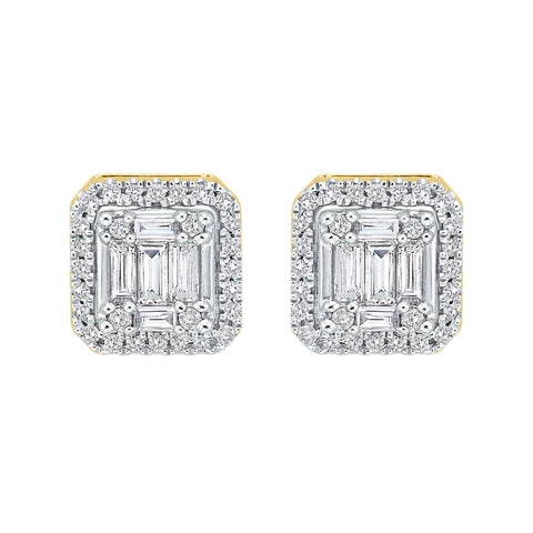 KATARINA Round and Baguette Cut Diamond Fashion Earrings (3/8 cttw)