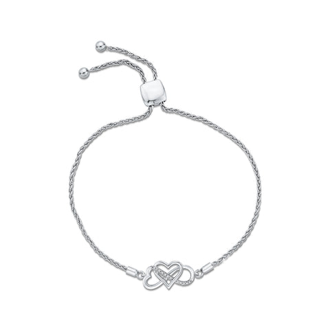 KATARINA Heart Shaped Infinity Diamond Tennis Bracelet in 10K White Gold JK I1-I2 (1/20 cttw)