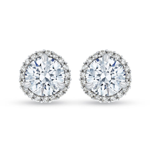 KATARINA 2 1/5 cttw Lab Grown Diamond Halo Earrings in 14k Gold