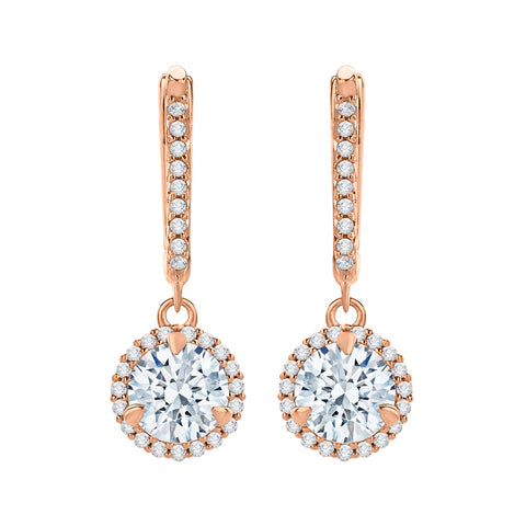 KATARINA 1 3/4 cttw Lab Grown Diamond Halo Huggie Earrings in 14k Gold