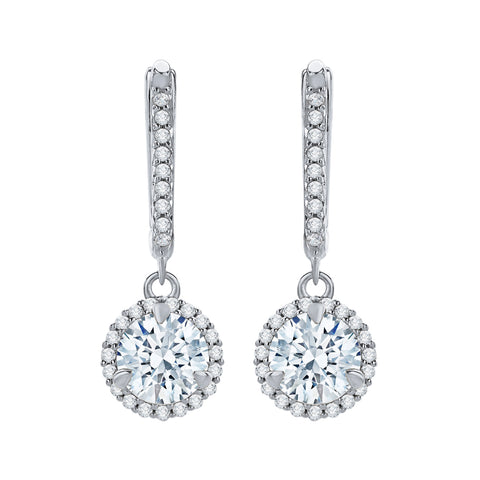 KATARINA 1 3/4 cttw Lab Grown Diamond Halo Huggie Earrings in 14k Gold