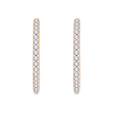 KATARINA 3/4 cttw Lab Grown Diamond Huggie Hoop Earrings in 14k Gold