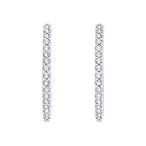 KATARINA 3/4 cttw Lab Grown Diamond Huggie Hoop Earrings in 14k Gold