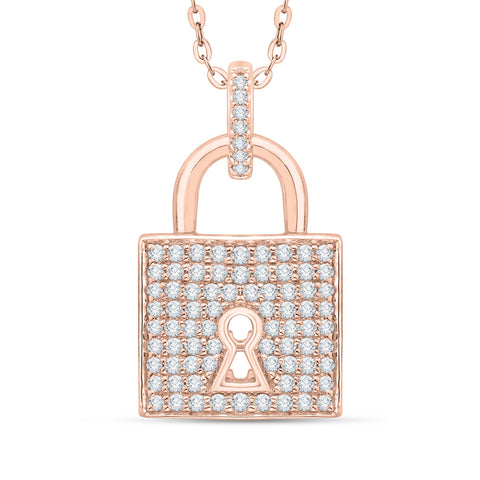 KATARINA 3/4 cttw Lab Grown Diamond Cluster Padlock Pendant Necklace in 14k Gold