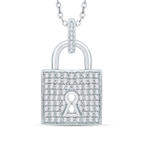 KATARINA 3/4 cttw Lab Grown Diamond Cluster Padlock Pendant Necklace in 14k Gold