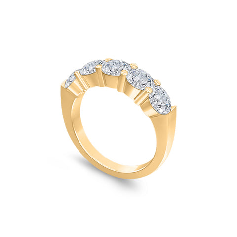 KATARINA 2 cttw Lab Grown Five Stone Diamond Anniversary Ring in 14K Gold