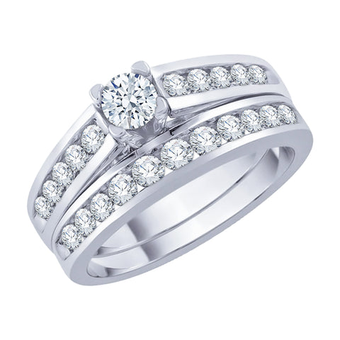 KATARINA 1 cttw Channel Set Lab Grown Diamond Bridal Set in 14K Gold