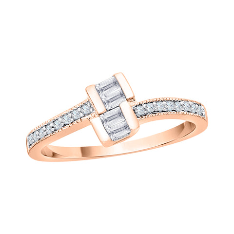 KATARINA 1/4 cttw Round and Baguette Cut Diamond Fashion Ring
