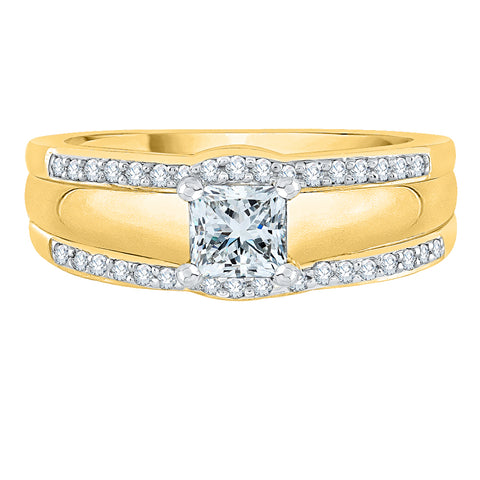 KATARINA Round and Princess Cut Diamond Bridal Set (2/3 cttw, J-K , SI2-I1)