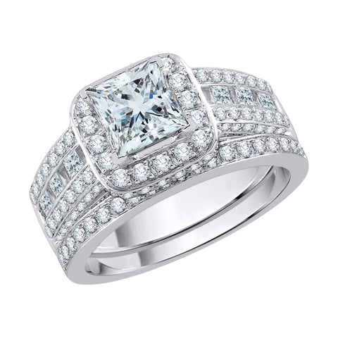 KATARINA Round and Princess Cut Diamond Bridal Set (1 7/8 cttw, J-K, SI2-I1)