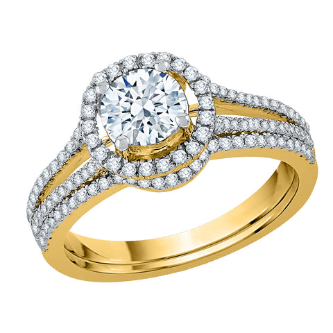 KATARINA 1 1/6 cttw Diamond Halo Bridal Set