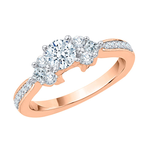 KATARINA Round and Princess Cut Diamond Solitaire Euro-style shank Engagement Ring (7/8 cttw)
