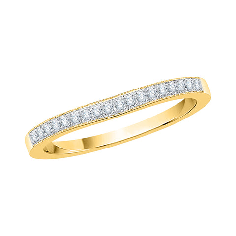 KATARINA Prong set Diamond Milgrain Edged Wedding Band (1/10 cttw)