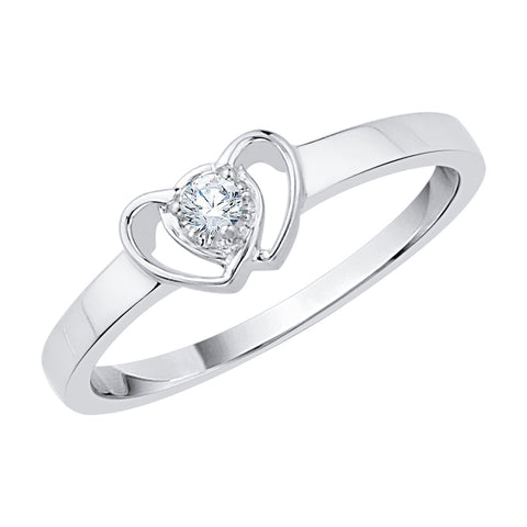 KATARINA Diamond Solitaire Interlock Twin Hearts Promise Ring (1/20 cttw)
