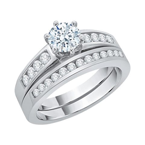 KATARINA Diamond Channel Set Solitaire Bridal Set (1 cttw, J-K, SI2-I1)