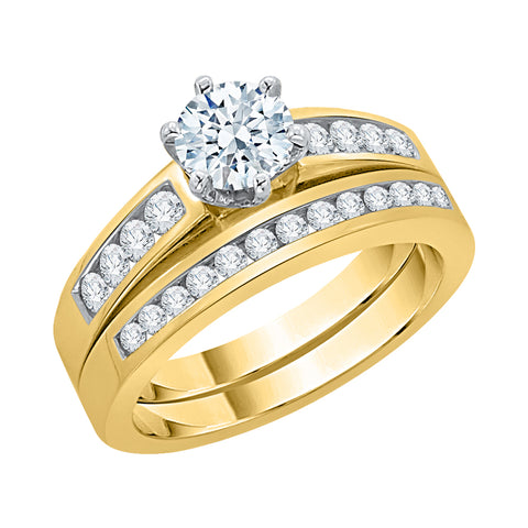 KATARINA Diamond Channel Set Solitaire Bridal Set (1 cttw, J-K, SI2-I1)