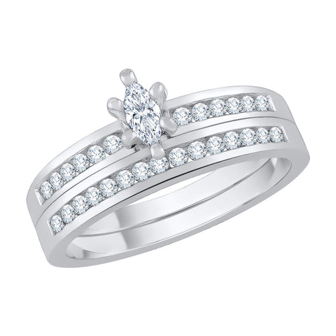KATARINA Marquise Cut and Round Diamond Bridal Set (3/8 cttw, J-K, SI2-I1)