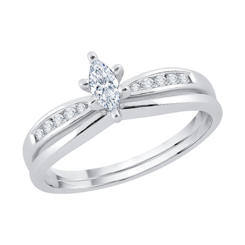 KATARINA Marquise Cut and Round Diamond Bridal Set (1/3 cttw, J-K, SI2-I1)