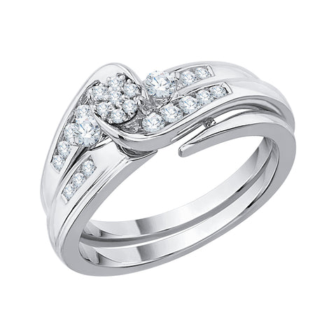 KATARINA Diamond Cluster Bypass Bridal Set (1/3 cttw, J-K, SI2-I1)