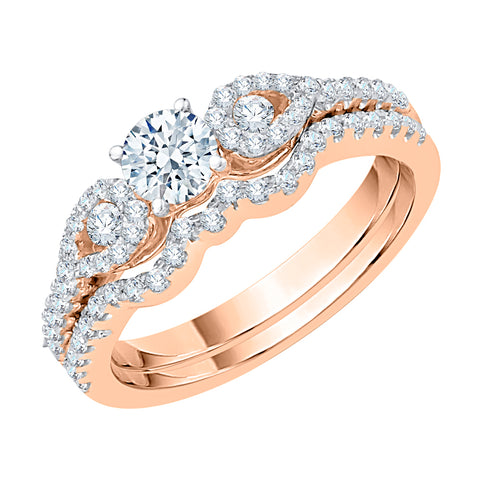 KATARINA Diamond Cluster Scallop-Edged Bridal Set (3/4 cttw, J-K, SI2-I1)