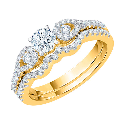 KATARINA Diamond Cluster Scallop-Edged Bridal Set (3/4 cttw, J-K, SI2-I1)