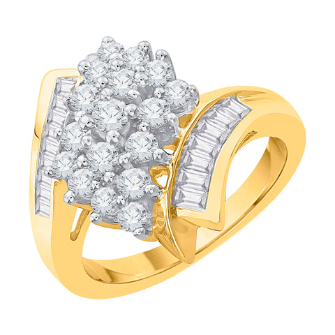 KATARINA Round and Baguette Cut Diamond Bypass Cluster Fashion Ring (1 cttw, J-K, SI2-I1)