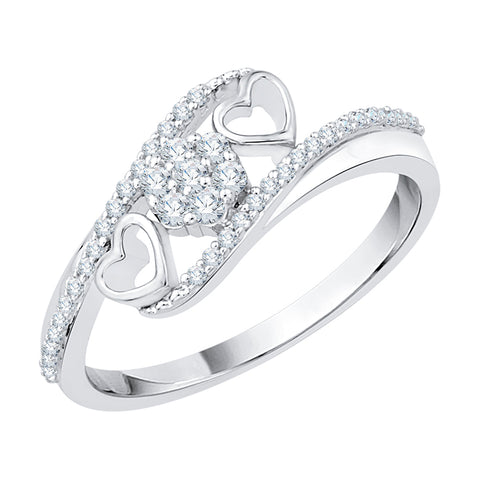 KATARINA Diamond Bypass Cluster Double Heart Ring (1/4 cttw, J-K, SI2-I1)
