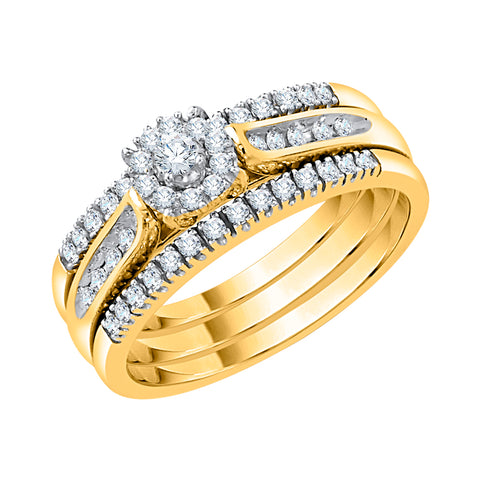 KATARINA Diamond Halo Double Band Bridal Set (1/3 cttw, J-K, SI2-I1)