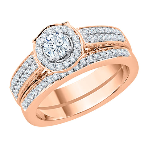 KATARINA 2/3 cttw Diamond Pave Set Halo Bridal Set