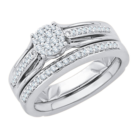 KATARINA 1/3 cttw Diamond Split Shank Cluster Halo Bridal Set