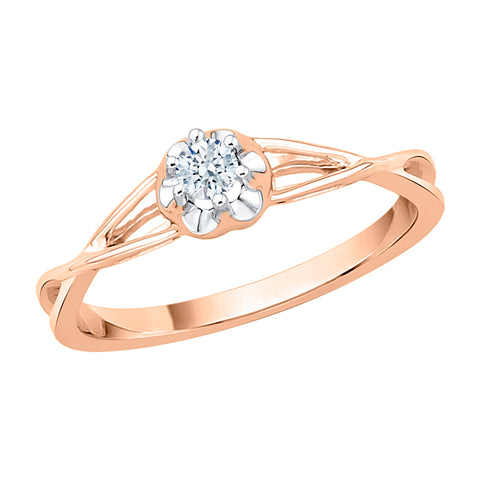 KATARINA 1/10 cttw Diamond Twisted Shank Solitaire Promise Ring