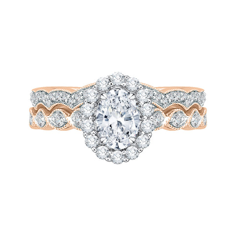 KATARINA 5/8 cttw Oval Cut and Round Diamond Infinity Halo Bridal Set