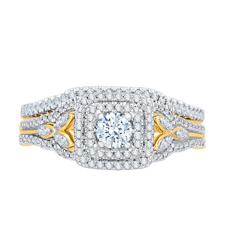 KATARINA 3/4 cttw Diamond Split Shank Double Halo Bridal Set